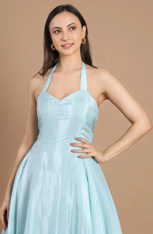 Sky Blue Flared Gown Dress